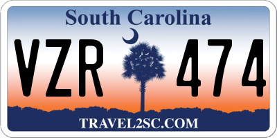 SC license plate VZR474