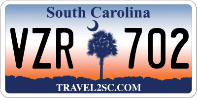 SC license plate VZR702
