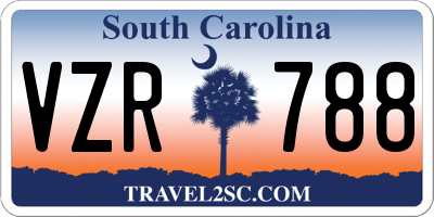 SC license plate VZR788
