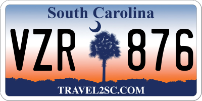 SC license plate VZR876