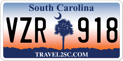 SC license plate VZR918