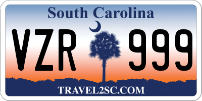 SC license plate VZR999