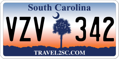 SC license plate VZV342