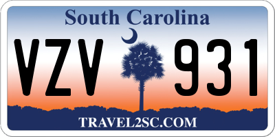 SC license plate VZV931