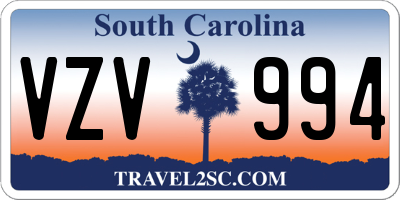 SC license plate VZV994