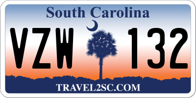 SC license plate VZW132