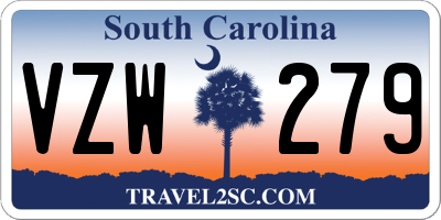 SC license plate VZW279