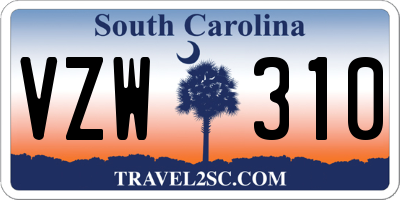 SC license plate VZW310