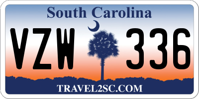 SC license plate VZW336