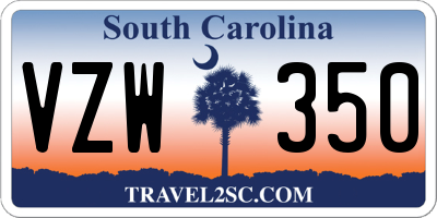 SC license plate VZW350