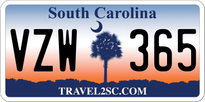 SC license plate VZW365