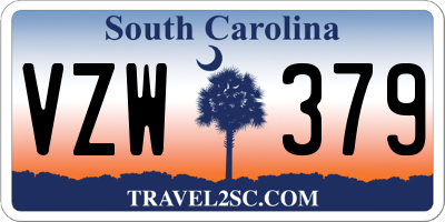 SC license plate VZW379