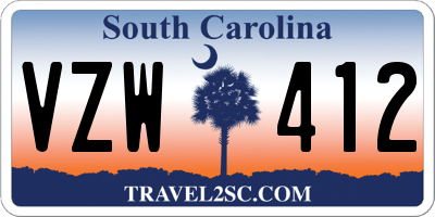 SC license plate VZW412