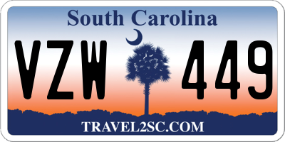 SC license plate VZW449