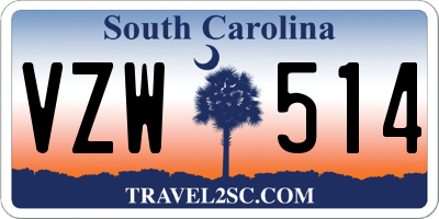 SC license plate VZW514