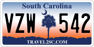 SC license plate VZW542