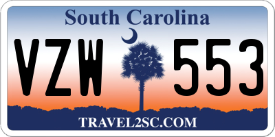 SC license plate VZW553