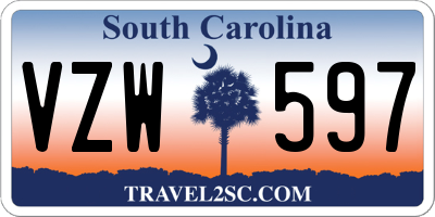 SC license plate VZW597