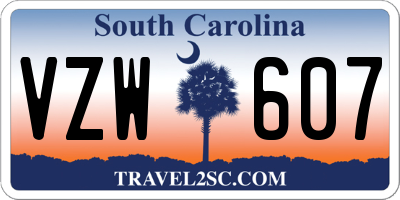 SC license plate VZW607