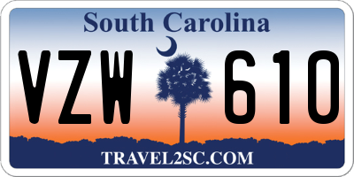 SC license plate VZW610