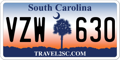 SC license plate VZW630
