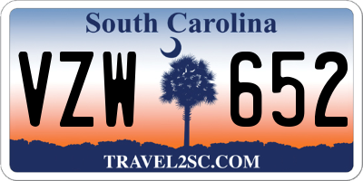 SC license plate VZW652