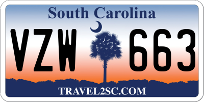 SC license plate VZW663