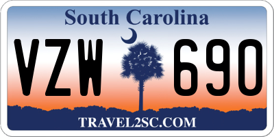 SC license plate VZW690