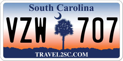 SC license plate VZW707