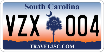 SC license plate VZX004