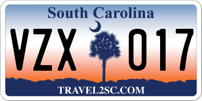 SC license plate VZX017