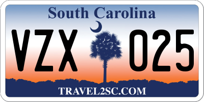 SC license plate VZX025