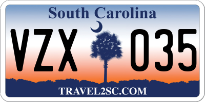 SC license plate VZX035