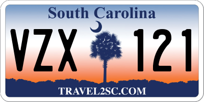 SC license plate VZX121
