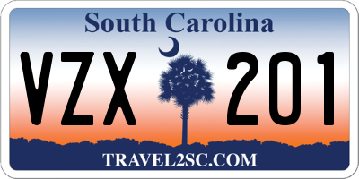 SC license plate VZX201
