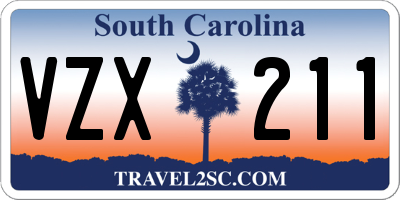 SC license plate VZX211