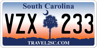 SC license plate VZX233