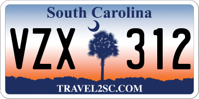 SC license plate VZX312