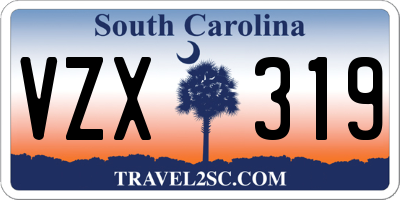 SC license plate VZX319