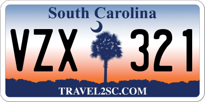 SC license plate VZX321