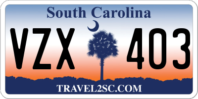 SC license plate VZX403