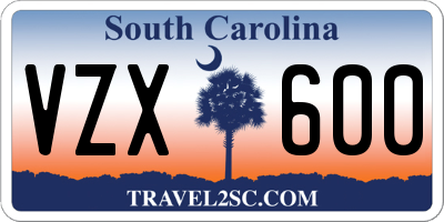SC license plate VZX600