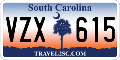 SC license plate VZX615