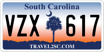 SC license plate VZX617