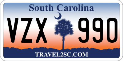 SC license plate VZX990