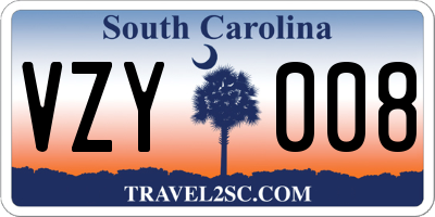 SC license plate VZY008