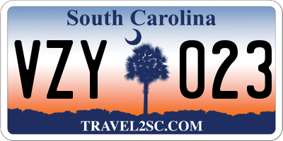 SC license plate VZY023