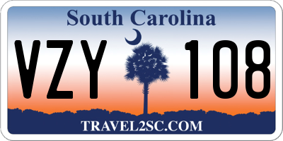 SC license plate VZY108
