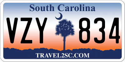SC license plate VZY834