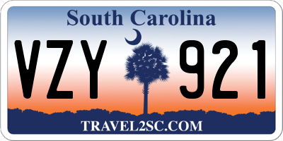 SC license plate VZY921